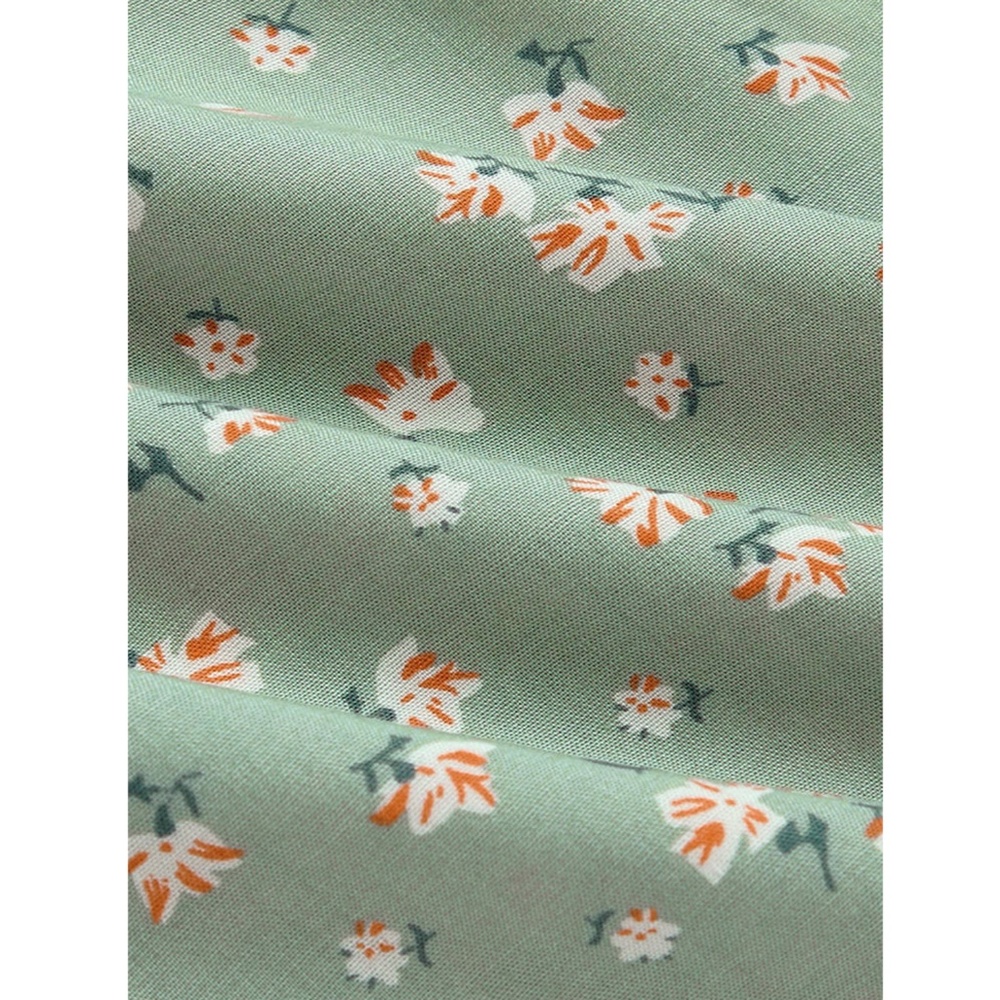 Boho Deep V Mint Green Floral Dress - Picture 8 of 13